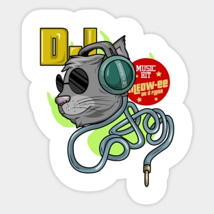 Cat with Sunglasses as DJ with Headphone Sticker